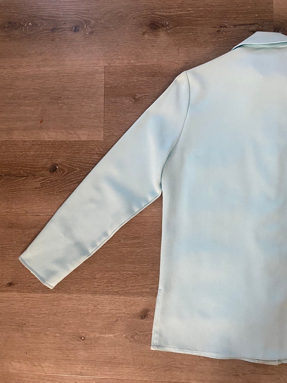 Vintage 1970s KING JAMES baby blue snap-up shirt … - image 9