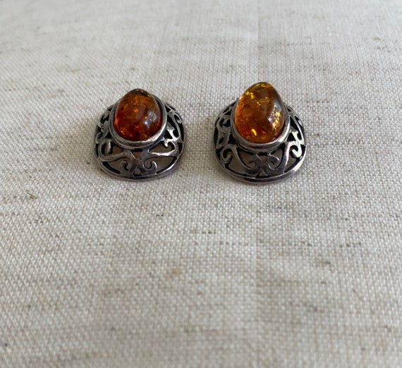 Vintage 1960s 1970s baltic amber & sterling silve… - image 4