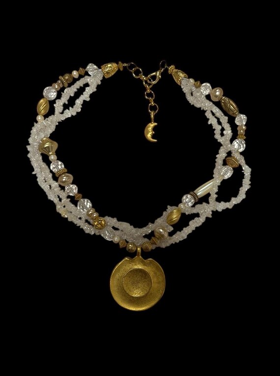 Vintage 1990s sun face celestial three strand bea… - image 2