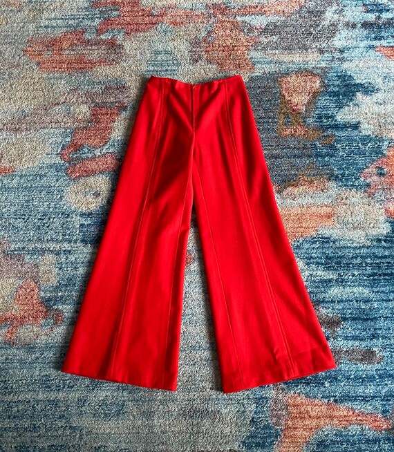 Vintage 1940s hot coral / persimmon wool wide leg… - image 7