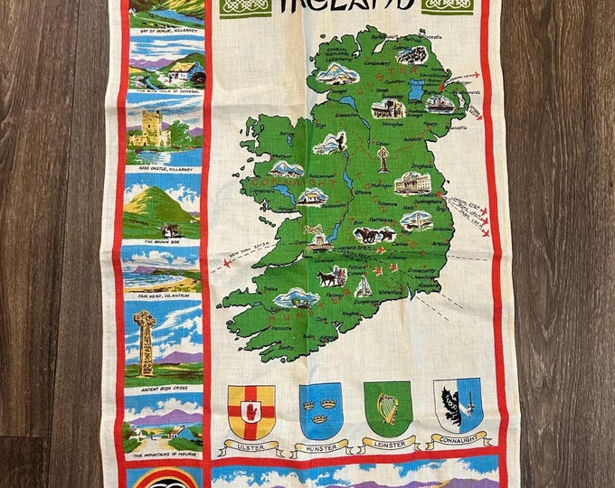 Vintage Irish Linen Map of Ireland Souvenir Tea Towel - Etsy