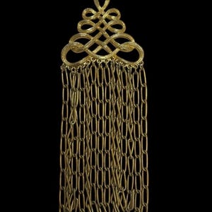 Vintage 1960s 1970s goldtone Scandinavian fringed filigree oversized necklace pendant