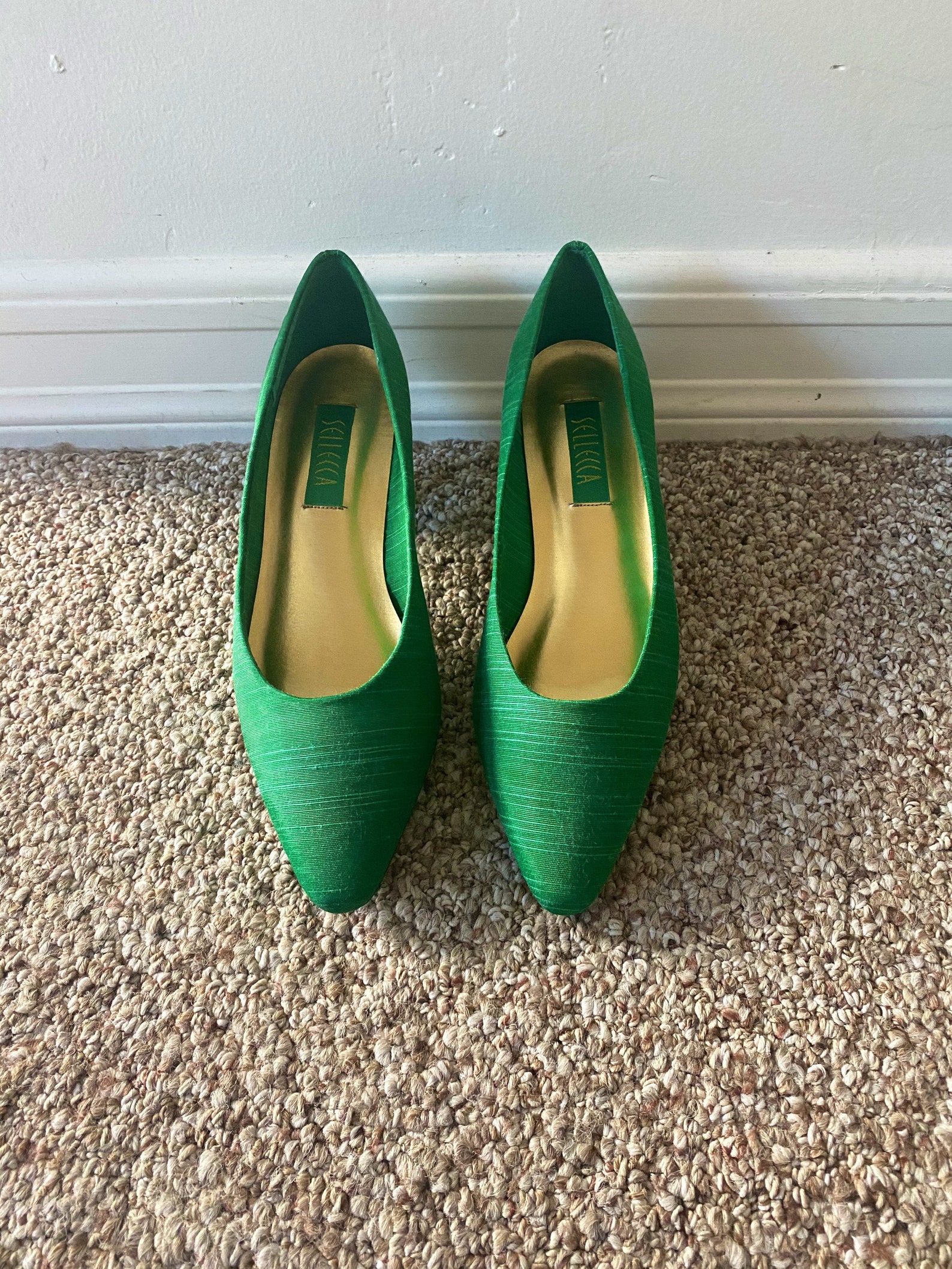 Vintage SELLECCA by CONNIE emerald green pointed toe high heel | Etsy