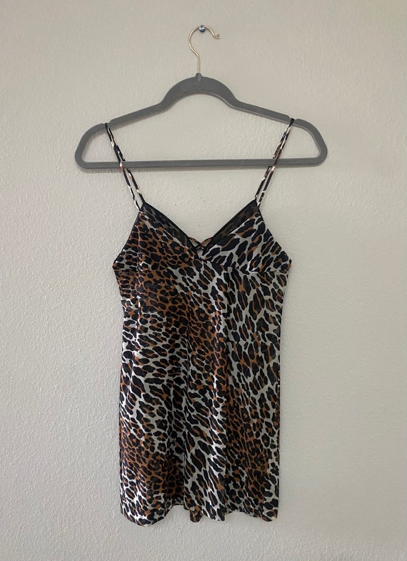 Vintage 1970s VANITY FAIR leopard print nylon min… - image 5