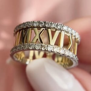 Personalized Roman Letter Men's Wedding Band, 1.30 MM Round Brilliant Colorless Moissanite Band, Sanddust Finish, Couple Band, Anniversary