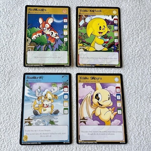 Neopets Trading Card Game McDonald&#39;s 2004 Promo Trading Card Set of 4: Red Kougra, Petpet Raindorf, Yellow Kacheek, Yellow Shoyru