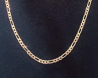 Collar de cadena Figaro bañado en oro: 3 mm unisex oro de 18 kt