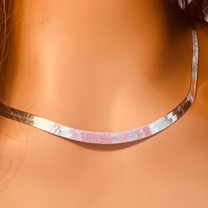 Sterling Silver 5mm Herringbone Necklace, Women&#39;s Necklace, Statement Necklace, Herringbone Chain, 925 Sterling Silver Necklace, Shiny Chain