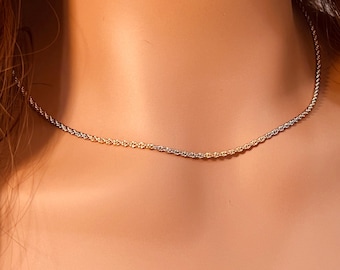 Collar de cuerda chapado en oro de dos tonos - 2 mm