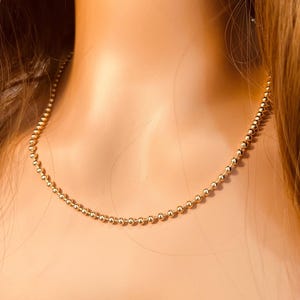 Gold Filled Ball Chain Necklace | 3mm Beaded | Waterproof