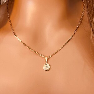 Gold Filled Evil Eye Necklace | 10.5x13mm Pendant