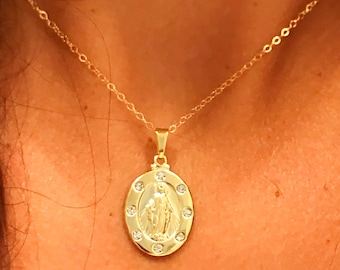18kt Gold Füllte Miraculous Medal Halskette: Katholischer religiöser Schmuck