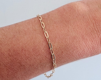 Gold Filled 2.5mm Paperclip Bracelet, Dainty Chain Link Bracelet