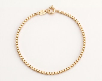 Zierliches 18kt Gold Filled Box Armband - 1 mm Minimalistische Kette