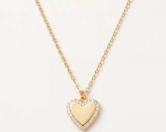 Dainty CZ Heart Necklace: Sterling Silver Charm Pendant