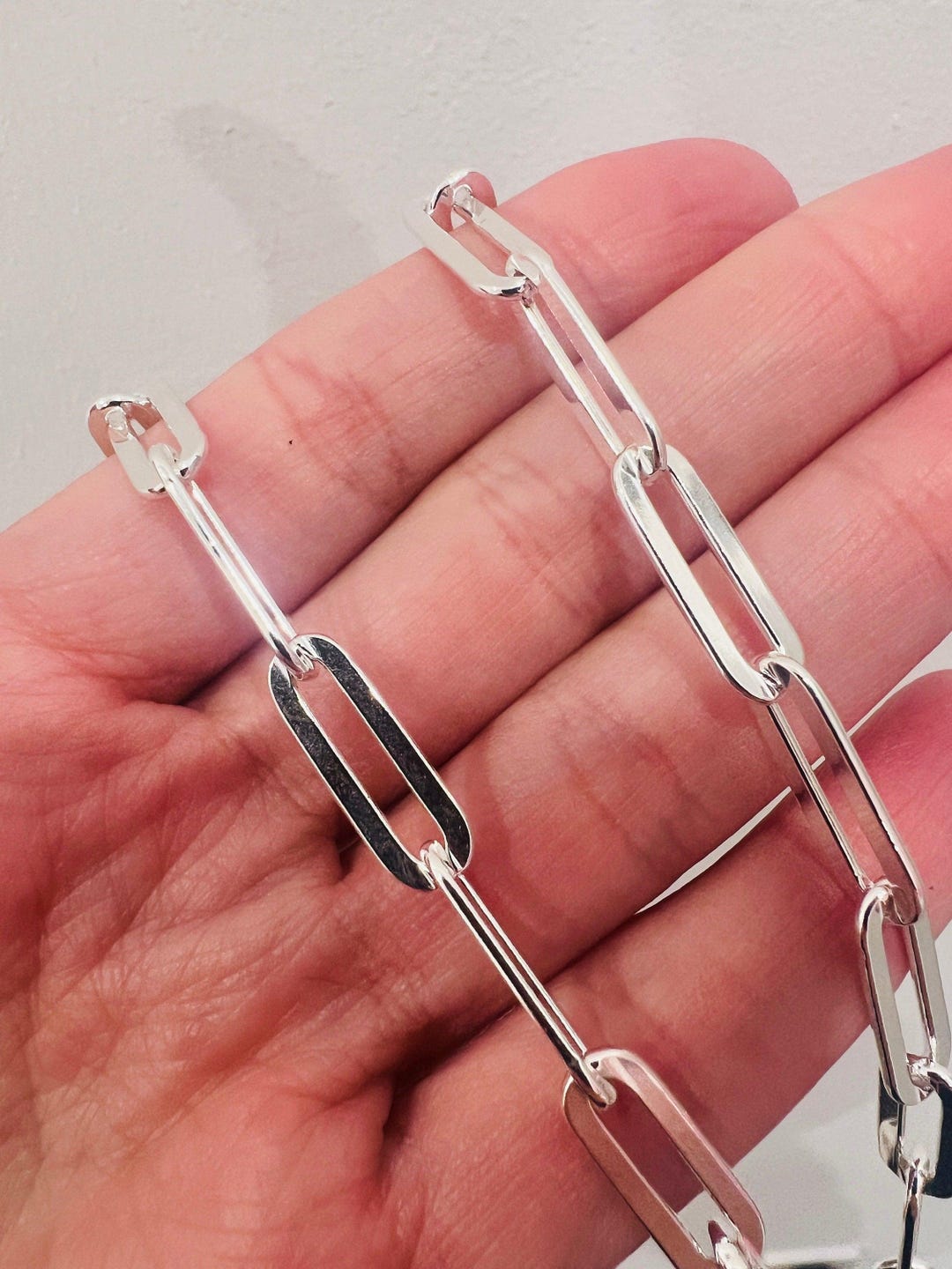 Sterling Silver Paperclip Necklace | Bold Everyday Chain - Etsy