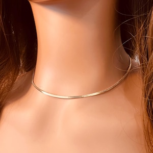 Gold Filled Herringbone Necklace | 2mm Flat Thin Necklace, Gold Filled Thin Herringbone, Necklace for Women, Dainty Layering Necklace