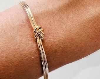 Gold Filled Knot Bangle: Minimalist Stackable Bracelet