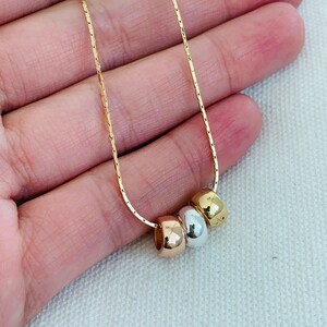 Gold Filled Tricolor Charm Necklace, Dainty Necklace, Gold Filled Charm Necklace, Layering Necklace, Women&#39;s Necklace, Necklace for Women,