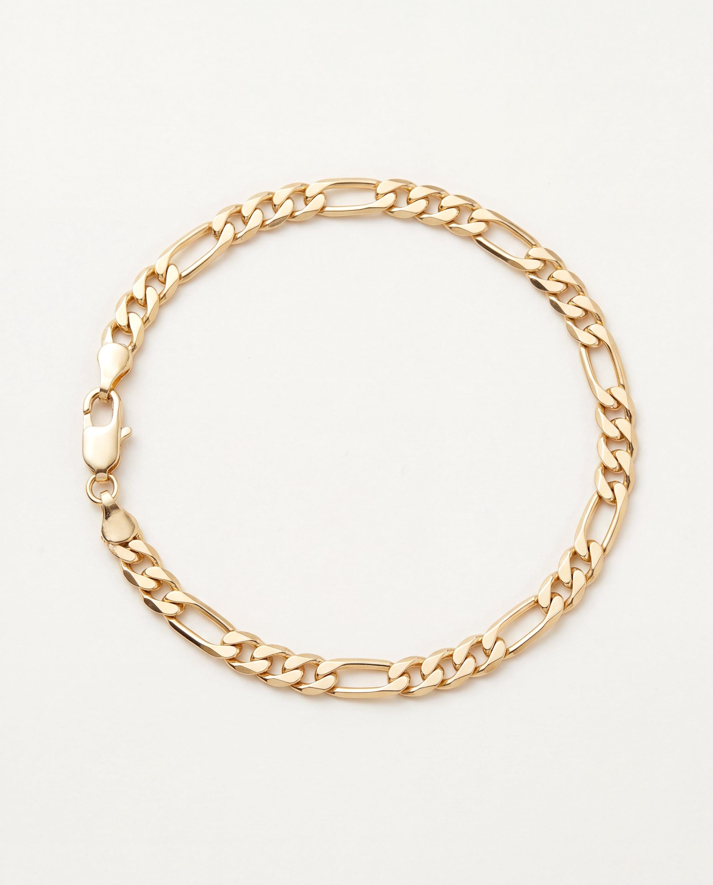 18k Gold Filled Figaro Bracelet - 4mm Wide, 7.5 Inch - Etsy