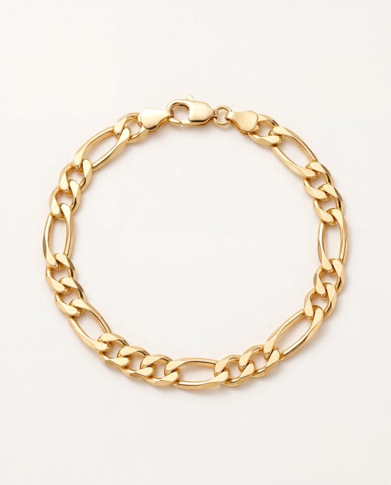 18kt Gold Filled Figaro Bracelet - Thick 6mm Chain - Etsy