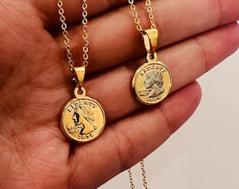 Gold Filled Coin Pendant Necklace: Dainty Layering Charm