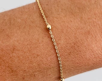 Gold Filled Cable Ball Bracelet, Dainty Chain Bracelet