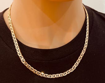 18kt Gold Filled Mariner Link Chain: Unisex Beveled Necklace