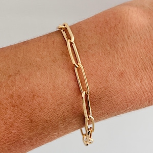 Pulseira de clipe de papel preenchida com ouro 18k - Joias elegantes para o dia a dia