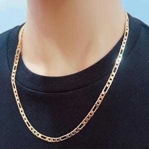 Gold Filled 4mm Flat Figaro Chain | 18K Gold-Filled – 18&quot; to 24&quot; Unisex Necklace
