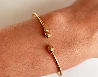 Gold Filled Adjustable Bangle | Minimalist Stackable Bracelet