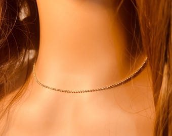 Gold Filled 1mm Faceted Ball Necklace | Dainty Everyday Chain