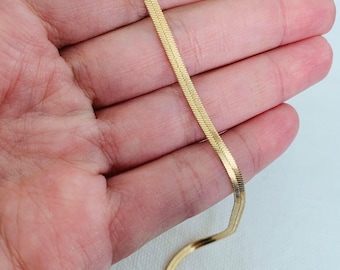 18kt Gold Filled Herringbone Fußkettchen - Zierliche Layering Kette