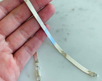 Sterling Silver Herringbone Anklet - Sleek 4mm Chain