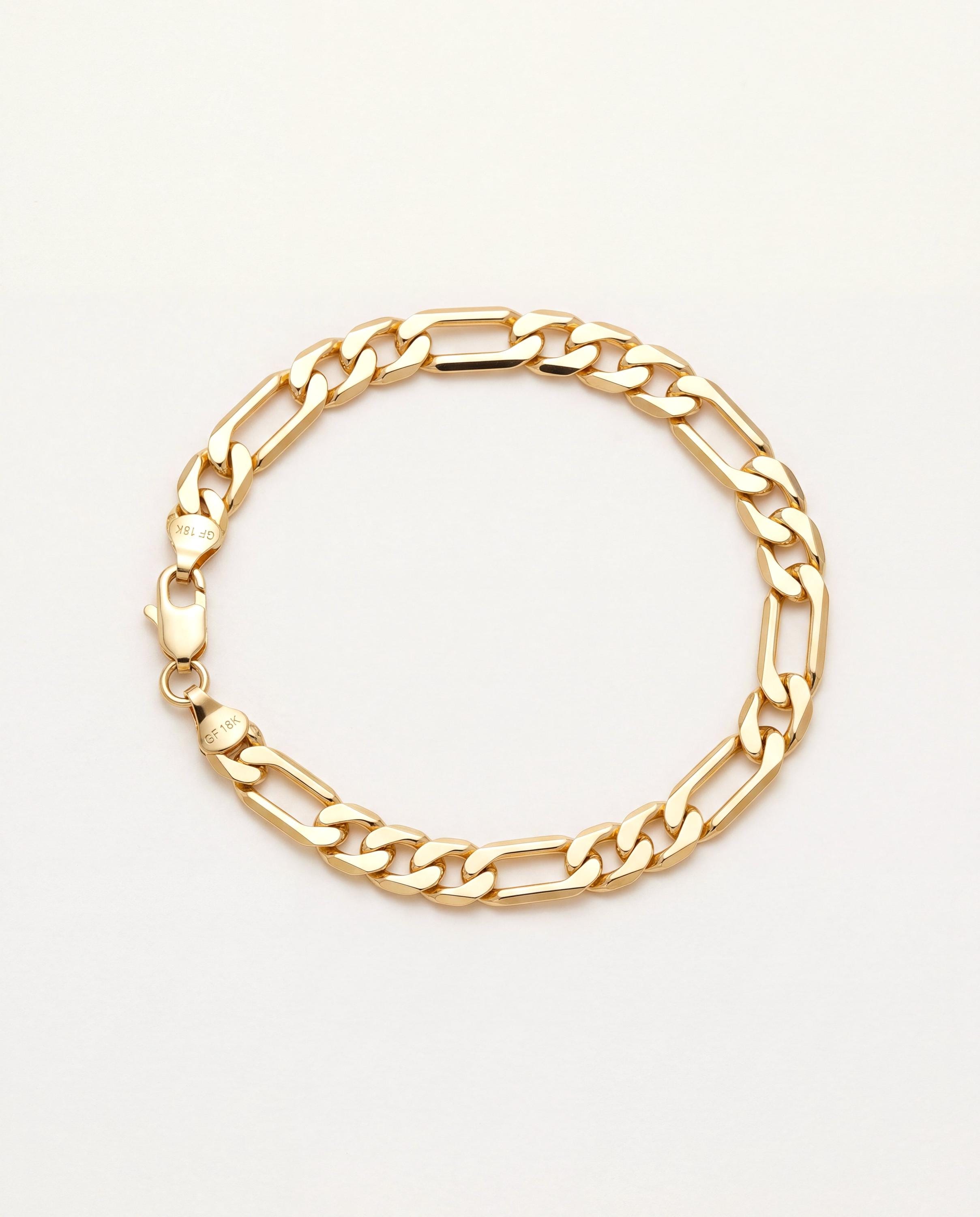 18kt Gold Filled Figaro Bracelet - Thick 6mm Chain - Etsy