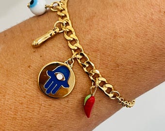 Gold Filled Charm Bracelet: 18kt Dainty Chain Bracelet