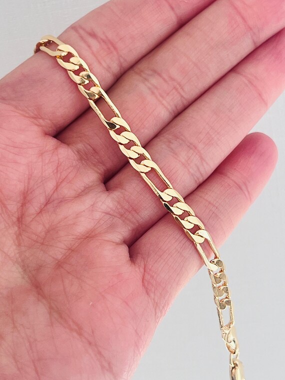 18k Gold Filled Figaro Bracelet - 4mm Wide, 7.5 Inch - Etsy