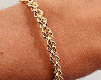 Gold Filled Chain Link Bangle | Adjustable | 4mm Wide