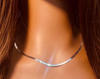 Sterling Silver Herringbone Necklace - 3mm Layering Chain