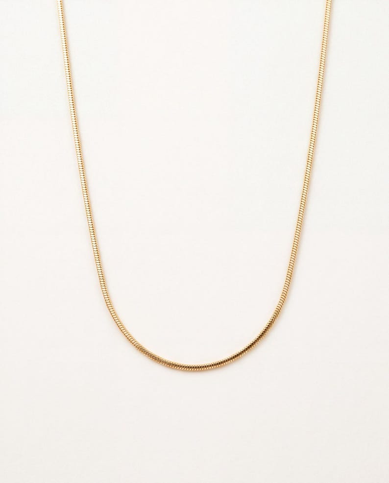 18kt Gold Filled Quadrat Schlangenkette Halskette: Sleek Layering Kette Bild 1