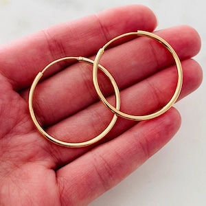 Gold Filled 32mm Hoop Earrings, Dainty Small Hoops, Dainty Thin Gold Hoops, Gold Filled Lightweight Hoops, Small Thin Hoops, Gold Hoops