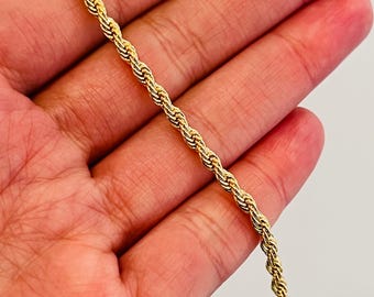 細身のゴールドロープブレスレット、メンズブレスレットロープチェーン