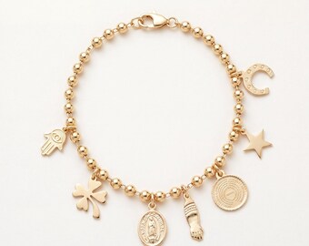 Gold Filled Dangling Charm Bracelet | Minimalist Gold Jewelry