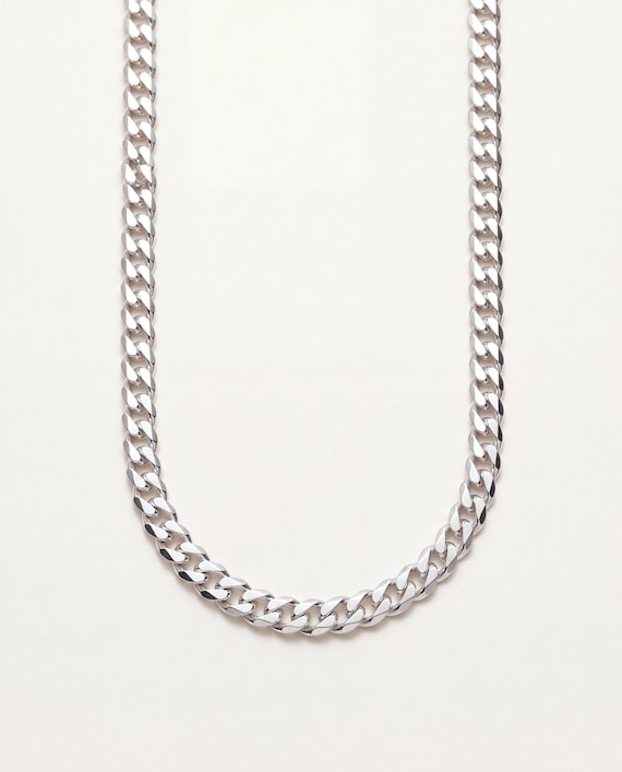 スターリングシルバーカーブチェーンネックレス - 4.5 mm クラシック
