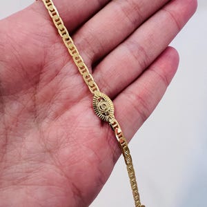 Gold Filled Mariner Evil Eye Anklet | Dainty Protection Chain