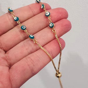 Gold Filled Evil Eye Anklet | Adjustable Protection Charm Jewelry