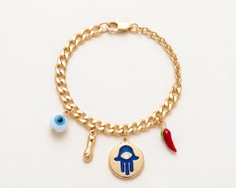 Gold Filled Charm Bracelet: 18kt Dainty Chain Bracelet