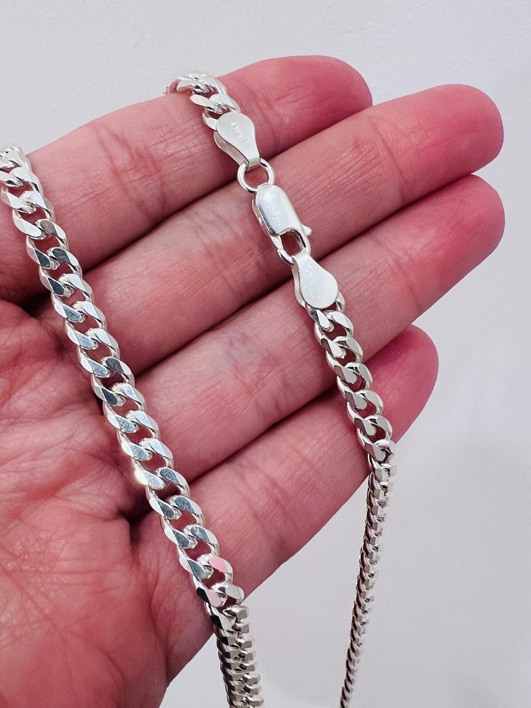 スターリングシルバーカーブチェーンネックレス - 4.5 mm クラシック