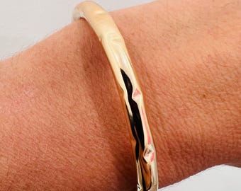 Gold Filled Hammered Bangle | Adjustable | 5mm Wide
