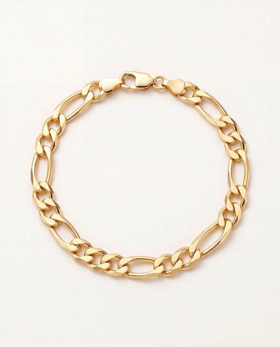 18kt Gold Filled Figaro Bracelet - Thick 6mm Chain - Etsy